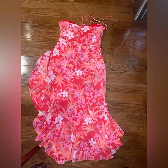 Amanda Uprichard 🌸 Floral Ruffle Halter Estrada Dress in Azalea Size Large - Picture 13 of 16